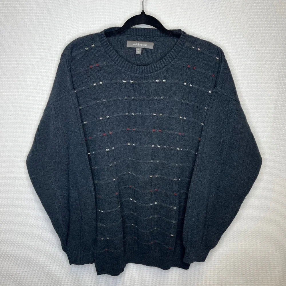 Croft & Barrow Mens XL Dark Gray Textured Crewneck Sweater Made in USA Grandpa‎
